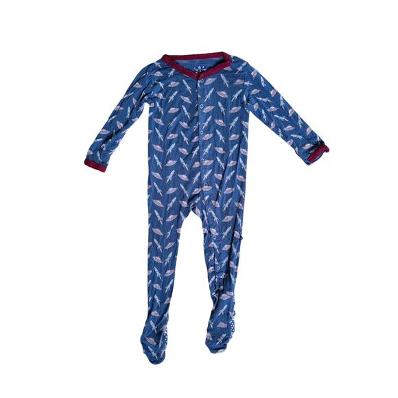 Kickee Pants Bamboo Rocket Space Snap Footed Sleeper Size 6-12 Months - Picture 1 of 5